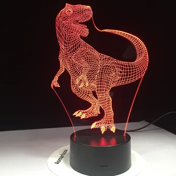 Tyrannosaurus Rex nowy dinozaur 3D led lampki nocne z 7 kolorów światła do dekoracji domu wizualizacji optyczny statek spadek