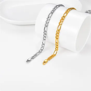 U7 prosty styl nożny przełącznik bransoletka łańcuch złoto / stal nierdzewna 5 mm nożny bransoletka dla kobiet letnie wakacje na plaży nożne bransoletki biżuteria A330