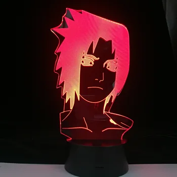 Uchiha Sasuke Naruto anime rysunek 3D LED Night Light pilot zdalnego sterowania lampa Baby Kids Birthday Decor Christmas Night Lamp
