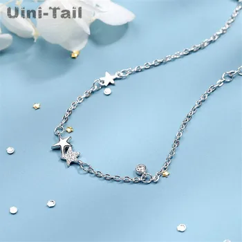 Uini-Tail new 925 sterling silver micro star inlay bransoletka koreański fajny styl modny trend słodki uczeń prosty dziki