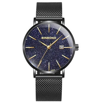 Ultra-cienki siatkowy pas studenckie zegarka zegarki męskie 2020 luksusowej marki Starry Sky Fashion wodoodporny zegarek