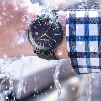 Ultra-cienki siatkowy pas studenckie zegarka zegarki męskie 2020 luksusowej marki Starry Sky Fashion wodoodporny zegarek