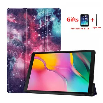 Ultra cienkie etui do Samsung Galaxy Tab A 10.1 2019 SM-T510 SM-T515 T510 T515 Smart Folio PU Leather Stand Tablet Cover+folia+uchwyt