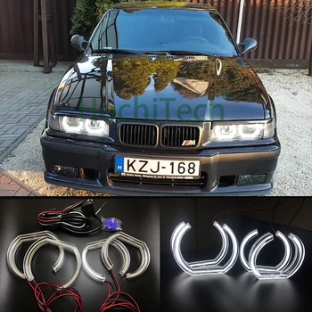Ultra jasny biały kryształ DTM styl LED Angel Eyes Halo pierścienie świetlne zestawy do 1996-2000 BMW E36 serii 3 Coupe i cabrio