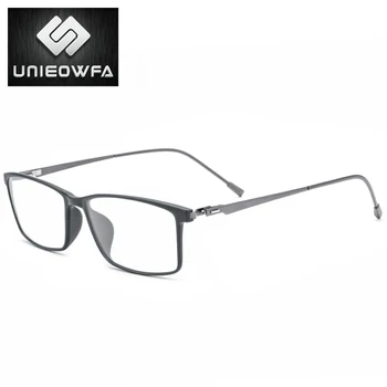 UNIEOWFA Ultralight TR90 krótkowzroczność optyczne ramki okularów mężczyźni pełna klatka prostokąt przepisane im punkty rama koreańskie punkty