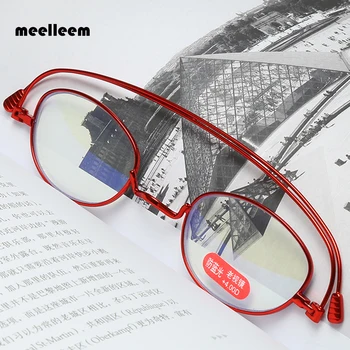 Unisex anty-światło niebieskie cienkie okulary do czytania Mężczyźni Kobiety oprawa ze stali nierdzewnej punkty +1.00 +1.50 +2.00+ 2.50 +3.00