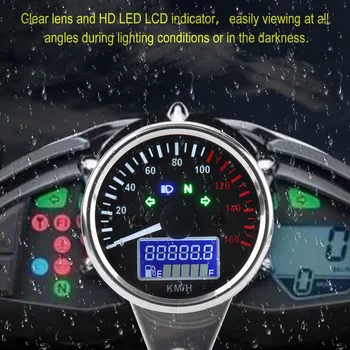 Uniwersalny 0~160 km/h motocykl wodoodporny cyfrowy led LCD prędkościomierz obrotomierz czujnik prędkości retro chrom ABS shell