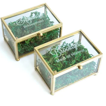 Uosobiona szklana skrzynia pierścienie panny młodej pudełko biżuteria druhna prezent, wykonany na zamówienie, szklane szuflady okaziciela pierścienie rustykalny prezent ślubny