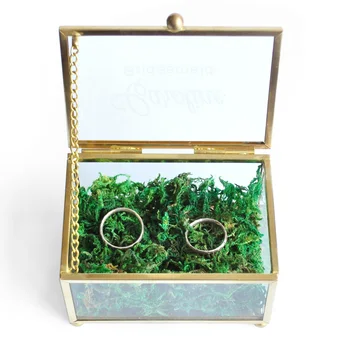 Uosobiona szklana skrzynia pierścienie panny młodej pudełko biżuteria druhna prezent, wykonany na zamówienie, szklane szuflady okaziciela pierścienie rustykalny prezent ślubny