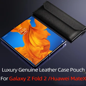 Urządzony w luksusowym etui z naturalnej skóry etui dla Galaxy Z Fold 2 5G etui do Galaxy Fold etui do Huawei MateX XS futerał torba