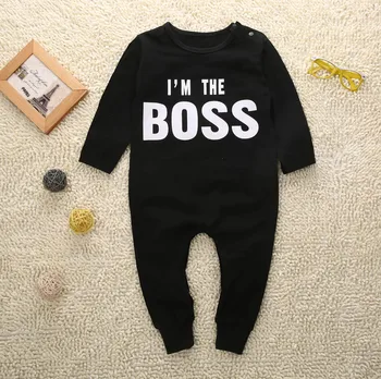 US STOCK One-Pieces Dziecko Romper Clothes Nowonarodzony Infant Baby Boy Girl Kids bawełna czarny list kombinezon Kombinezon strój odzież