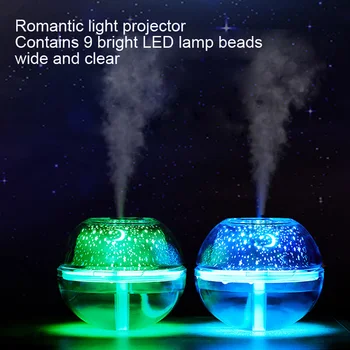 USB Crystal night lamp projektor 500 ml nawilżacz powietrza tenis zapachowy dyfuzor ultradźwiękowy mgła lub herbaty LED night light dla domu