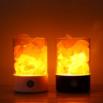 USB himalayan Kryształ sól kamienna lampa lampka nocna led oczyszczacz powietrza nocne twórczy spania wystrój lampa prezent na boże Narodzenie