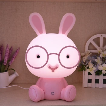 USB Rabbit Lamp Cartoon Rabbit LED Night Lights for Kids Room, Children Bedroom Holiday Gifts Touching Sensor Dim lampa stołowa