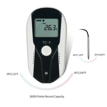USB Temperature Data Logger TEMP Data Logger Recorder LCD Thermometer Recording Meter z zewnętrznym czujnikiem temperatury