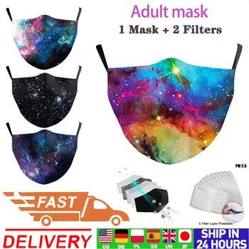 Usta Maska Wszechświat druku maski do twarzy moda filtracja węglem aktywnym wielokrotnego użytku do prania tkaniny maski kobiety i mężczyźni pokrywa twarzy