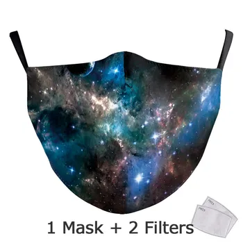 Usta Maska Wszechświat druku maski do twarzy moda filtracja węglem aktywnym wielokrotnego użytku do prania tkaniny maski kobiety i mężczyźni pokrywa twarzy