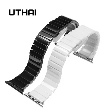 UTHAI A08 Ceramiczny pasek do APPLE Watch 4/3/2/1 42 mm/38 mm Mc bransoleta nadgarstek żywicy akcesoria watchband