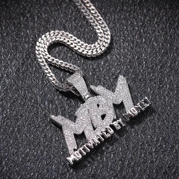 UWIN motywują pieniądze list naszyjnik betonowa lodu AAA sześciennych cyrkon łańcuch Mężczyźni Kobiety hip-hop biżuteria wisiorek