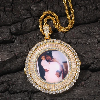Uwin prywatne zdjęcia naszyjnik Urok hip hop zawieszenia Bling Iced Out AAA bagietka sześciennych Cyrkon biżuteria DIY prezenty