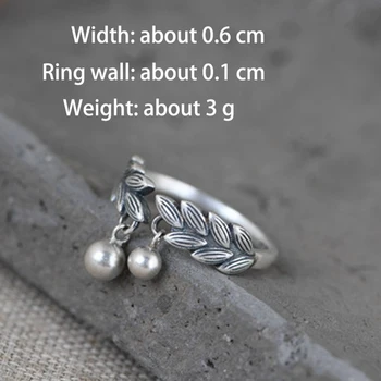 V. YA 99 czyste srebro rocznika literackie otwarte pierścienie kobiecy temperament Pszenicy ucho srebrne koraliki pędzel pierścień prezenty partii wykwintne biżuteria