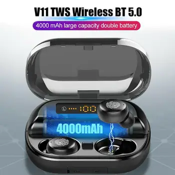V11 TWS bezprzewodowe słuchawki 4000mAh Bluetooth 5.0 IPX7 wodoodporny ekran led słuchawki z ładowarką pudełkiem chińska/ wersja angielska