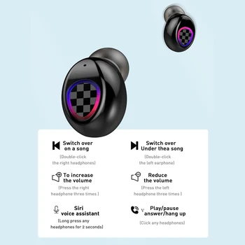 V9 TWS Bluetooth 5.0 bezprzewodowy zestaw słuchawkowy Słuchawki HiFi 9D stereo akumulator sportowe słuchawki douszne słuchawki Bluetooth, słuchawki