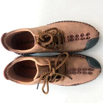 Valstone jakości męskie skórzane buty Vintage wiosna lato buty handtailor odkryty botki retro botki plus rozmiar 48 brązowy