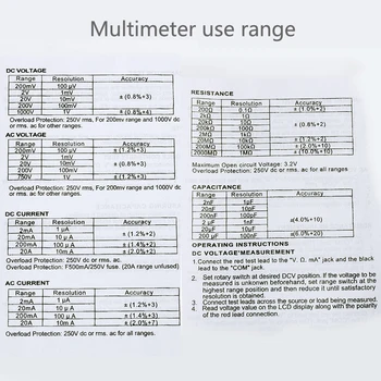 Vastar Handheld LCD Digital Multimeter 1999 XL830L AC/DC Voltage Amp Current Resistance Tester Blue Backlight Meter