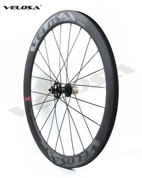 Velosa Disc 50 Road Disc Brake carbon wheelset,50mm clincher/tubular,700C road bike wheel,бескамерный gotowy,super lekka słup 1420