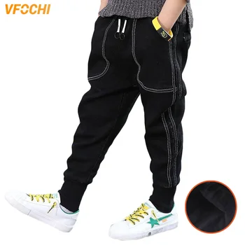 VFOCHI nowy 4-14T chłopcy jeans, odzież, spodnie, jesień, zima kolor dziecięce, spodnie, odzież młodzieżowa elastyczny pas chłopiec spodnie cargo