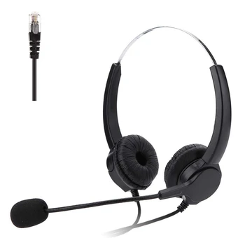 VH500D RJ9 dwustronne słuchawki Hands-Free Call Center redukcja szumów przewodowe z regulowanym mikrofonem do telefonu