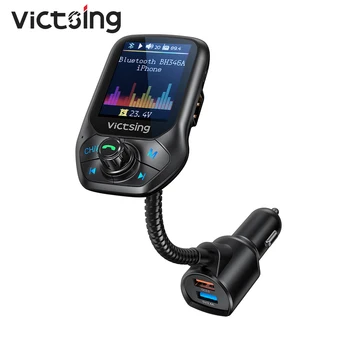 VicTsing BH346 Bluetooth Transimitter, Wma Calling adapter Bluetooth z QC3.0 szybkie ładowanie dla samochodowego nadajnika FM Radio