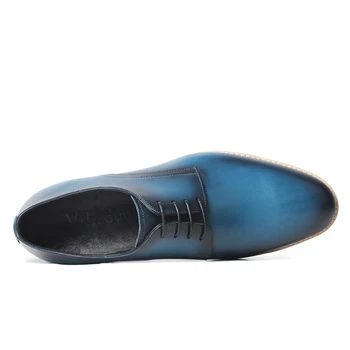 VIKEDUO Summer Men ' s Drving Shoes skóra naturalna ślubne biurowe niebieskie buty męskie sportowe buty, sukienka Zapatos de Hombre