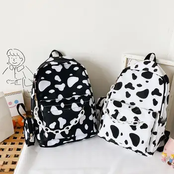 Vintage Casual Women Nylon Backpack Cow Wzór School Bag For School Teenagers Girls Dziecięce Plecaki Torba Podróżna