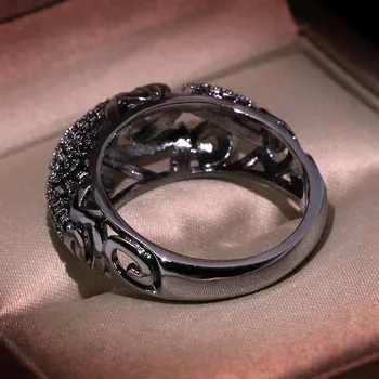 Vintage Czarny gotycki pierścień z kamieniem Cyrkon dla kobiet ślub zaręczyny Modne ozdoby 2020 nowość