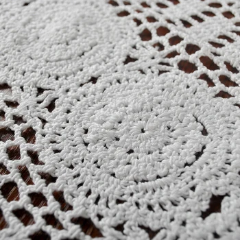 Vintage Handmade Crochet Lace Stół Flaga Księżniczka Stół Biegacz Beżowy Wydrążony Część Romantyczny Stół Biegacz Placemat Home Decor