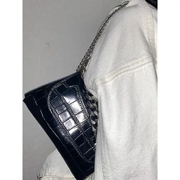 Vintage krokodyli wzór łańcuchowa torba projektant torebka casual torba hotelowego torby kobiety marka damska mała kopertówka