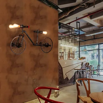 Vintage lampa wisząca rower światło Nordic rustykalny, retro żelaza kawiarni sypialnia restauracja bar wisząca wisząca czarny