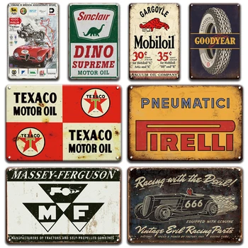 Vintage motocykl zły prędkości sklep metalowy plakat cyny znak retro Goodyear Esso Texaco olej silnikowy metal znak sklep garaż ściany decor
