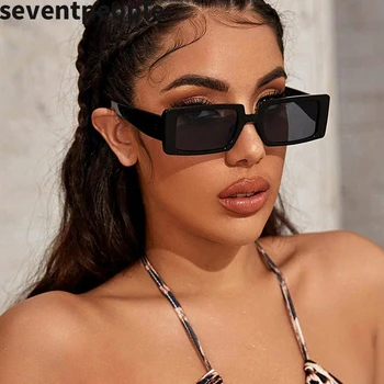 Vintage, prostokątne okulary Kobiety 2020 luksusowe marki projektant mody kwadratowe okulary mała ramka okulary mężczyźni Gafas UV400