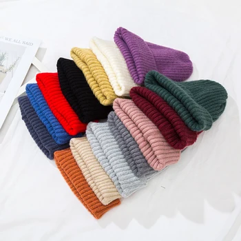 VISROVER 14 Colorsways kobieta/mężczyzna/dziecko czapka zimowa akrylowa Czapka unisex crochet dzianiny kapelusz Skullies zimowe ciepłe czapki mały kaptur