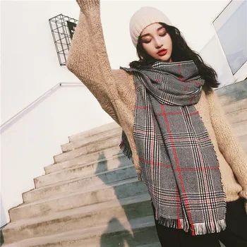 VISROVER nowy czarny damski zimowy szalik moda damska szali z kaszmiru handfeeling zimowe okłady sprawdzone zimowy hidżab szalik prezent