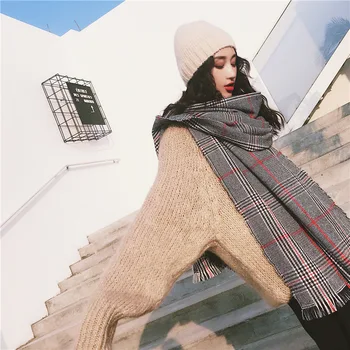 VISROVER nowy czarny damski zimowy szalik moda damska szali z kaszmiru handfeeling zimowe okłady sprawdzone zimowy hidżab szalik prezent