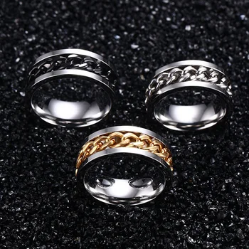 Vnox 8 mm obrotowy łańcuch pierścień dla mężczyzn dla kobiet stal nierdzewna elastyczne Spinner link codzienne braterskie pierścień mężczyzna biżuteria Asnelles
