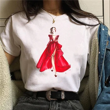 Vogue Damskie koszulki Harajuku koreański styl balet taniec dziewczyna druku t-shirt kreskówka drukowania z krótkim rękawem t-shirty damskie topy