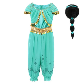 VOGUEON Little Girls Arabian Princess Jasmine Fancy Dress Up kombinezon Halloween karnawał Aladdin Princess Outfit Party Clothes