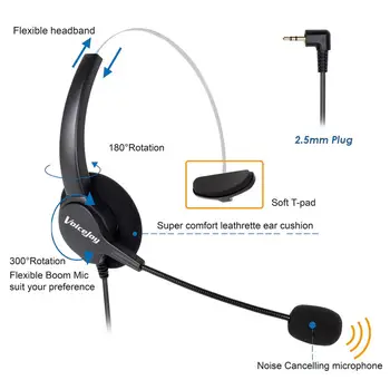 VoiceJoy Volume+Mute+2.5 mm plug lekki zestaw słuchawkowy call center headset 2.5 mm plug anti-noise headset 2.5 mm jack biurowy zestaw słuchawkowy