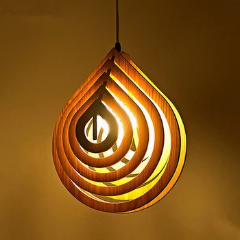 W kształcie serca, drewniane, wiszące romantyczny światło dla pokoju, nowoczesne, drewniane kropla wody cieniem wiszące światło restauracja dekoracji