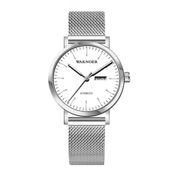WAKNOER damskie zegarki mechaniczne dla kobiet siatkowy pas sportowy kalendarz automatyczny zegarek mechaniczny kobiety reloj mujer relogio